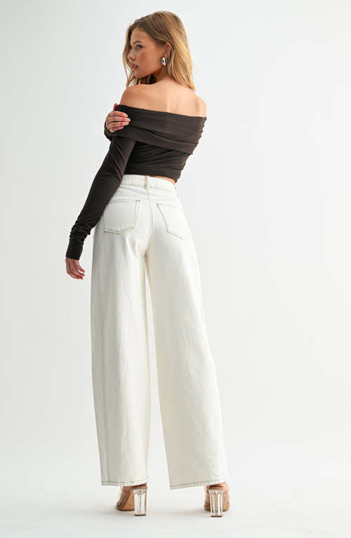 Jemina Denim Balloon Pant In White