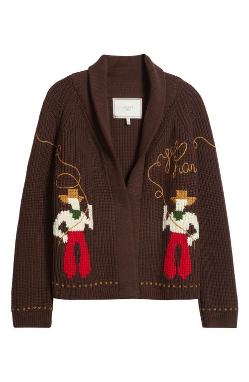 The Great . The Lasso Lodge Cotton Blend Cardigan In Brown