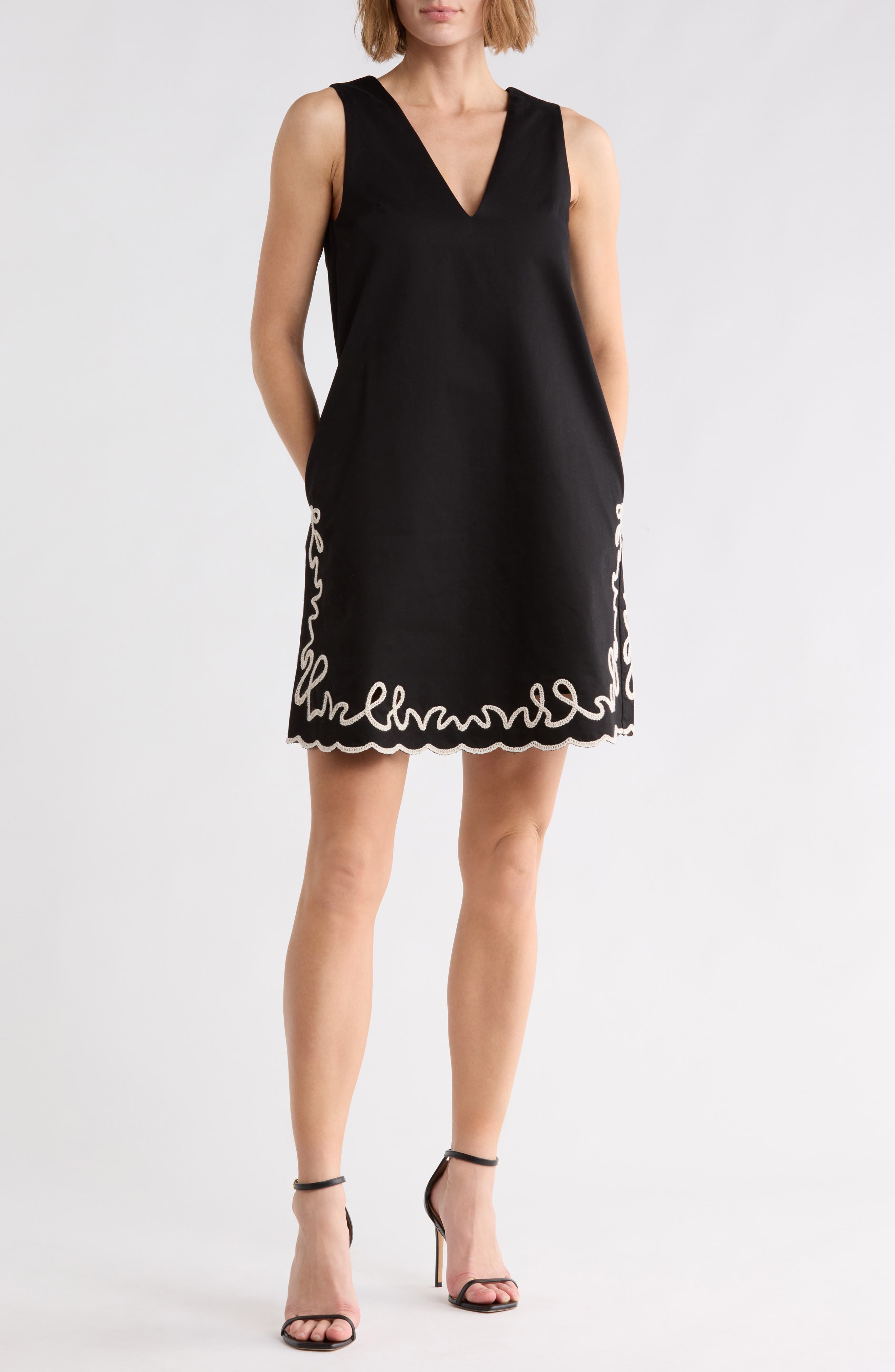 Embroidered Cotton Sleeveless Minidress
