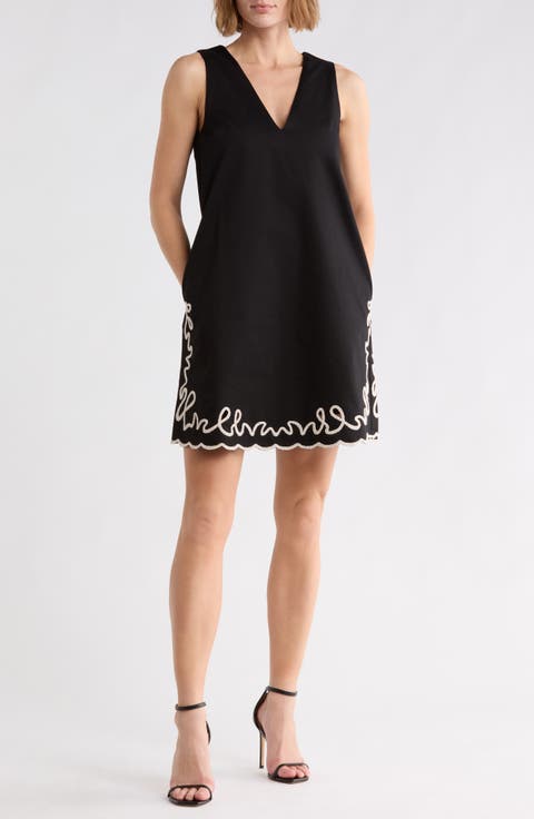 Embroidered Cotton Sleeveless Minidress