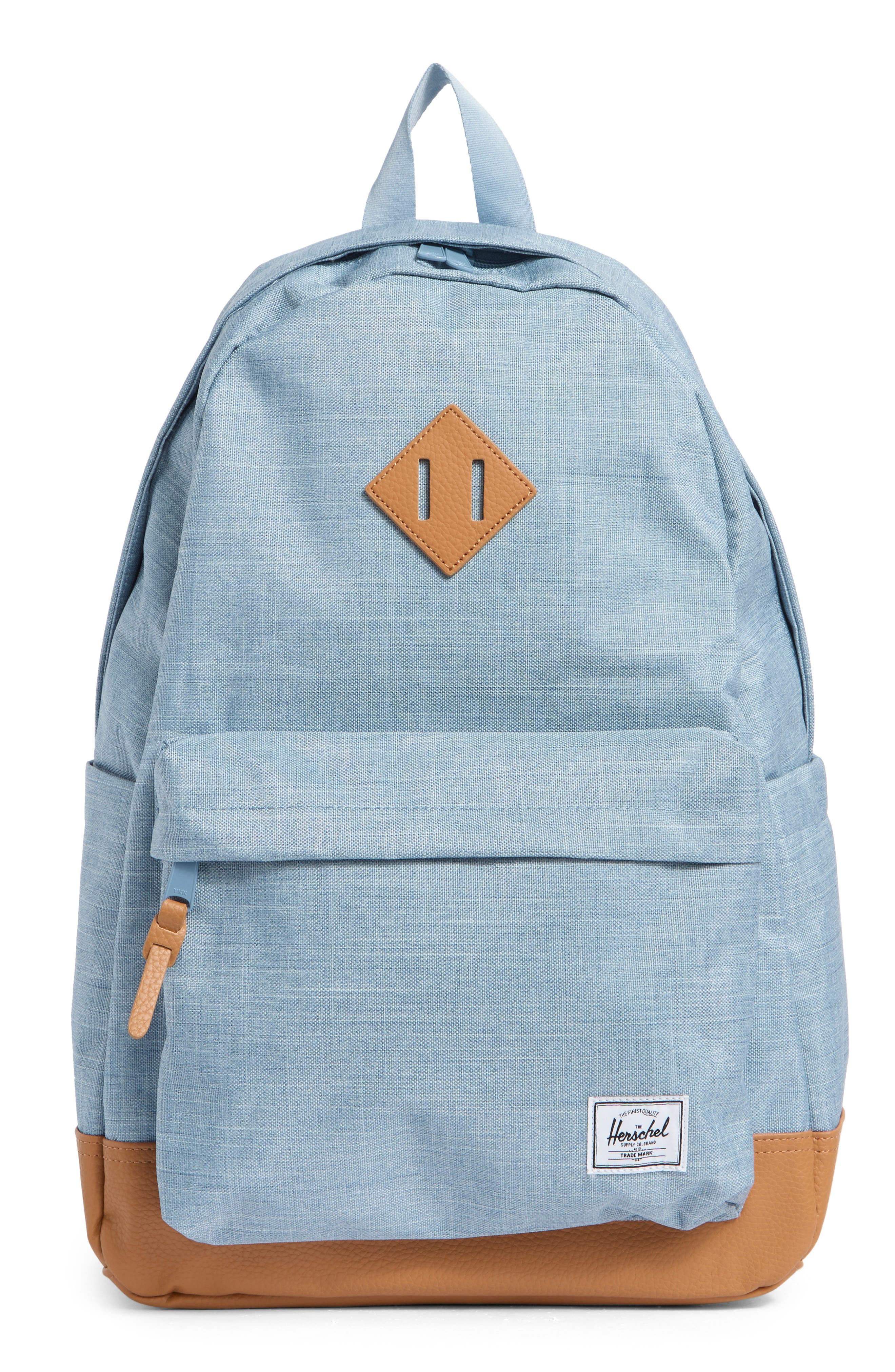 Herschel Supply Co. Heritage Backpack, Main, color, Ashley Blue Crosshatch/Natural
