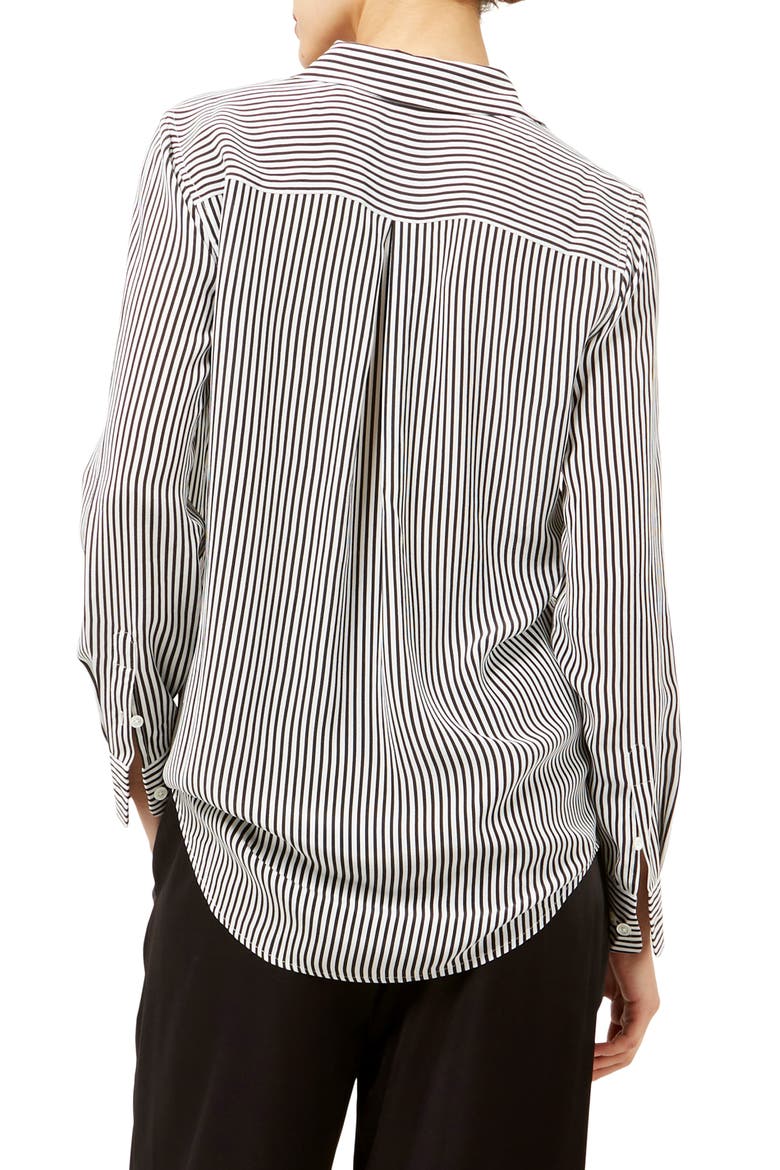 Essential Stripe Silk Shirt, Alternate, color, BRI WHT-TB