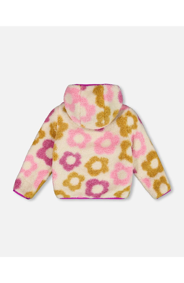 Deux par Deux Girl's Reversible Soft Fleece Jacket Purple Flowers, Alternate, color, 