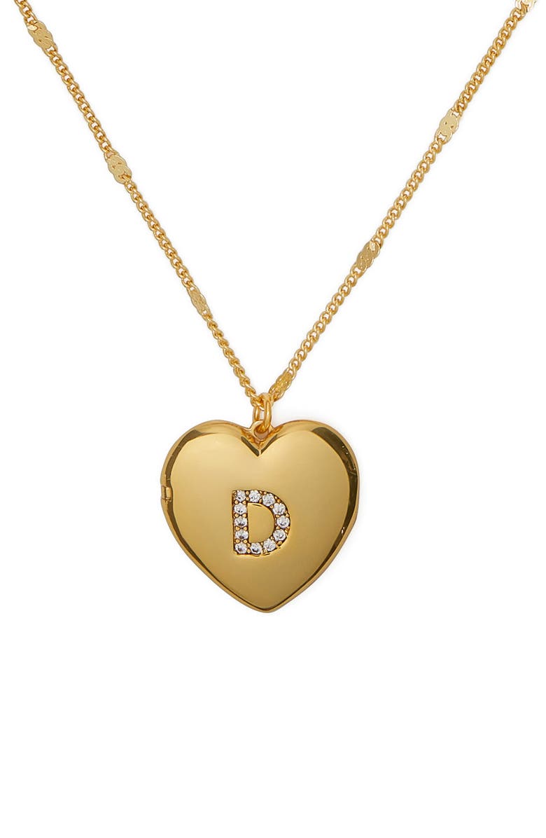 Kate Spade New York crystal initial heart locket necklace, Main, color, 