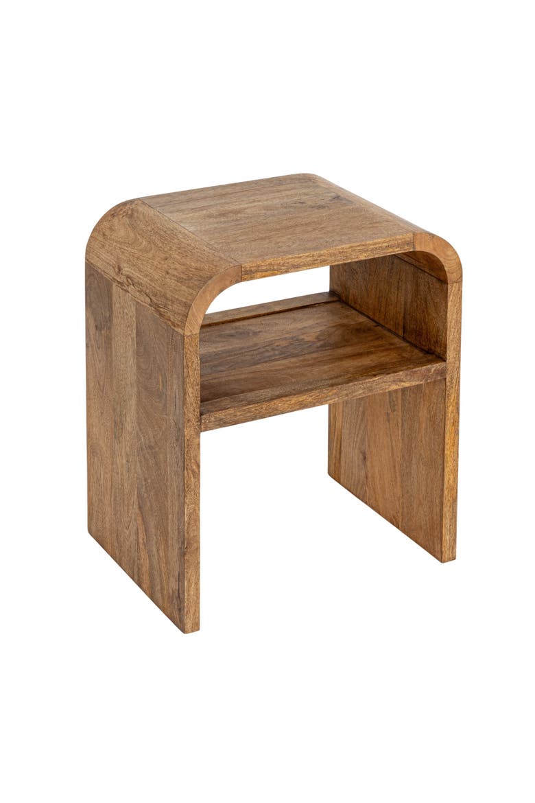 Waterfall Edge End Table with Shelf, Main, color, Natural