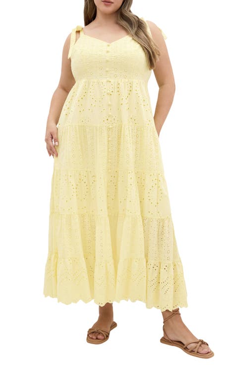 Allegra Eyelet Lace Midi Sundress (Plus)