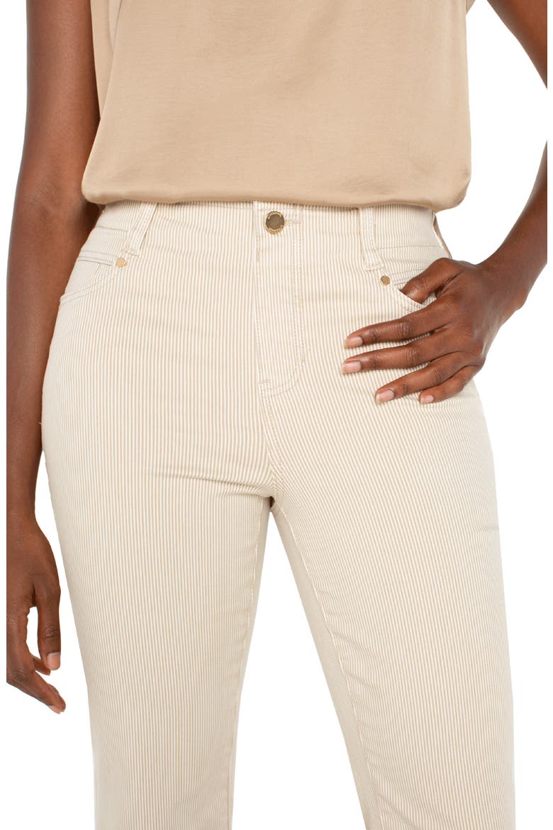 Gia Glider Stripe Raw Hem Crop Flare Pull-On Pants, Alternate, color, CAPPUCCINO STRIPE