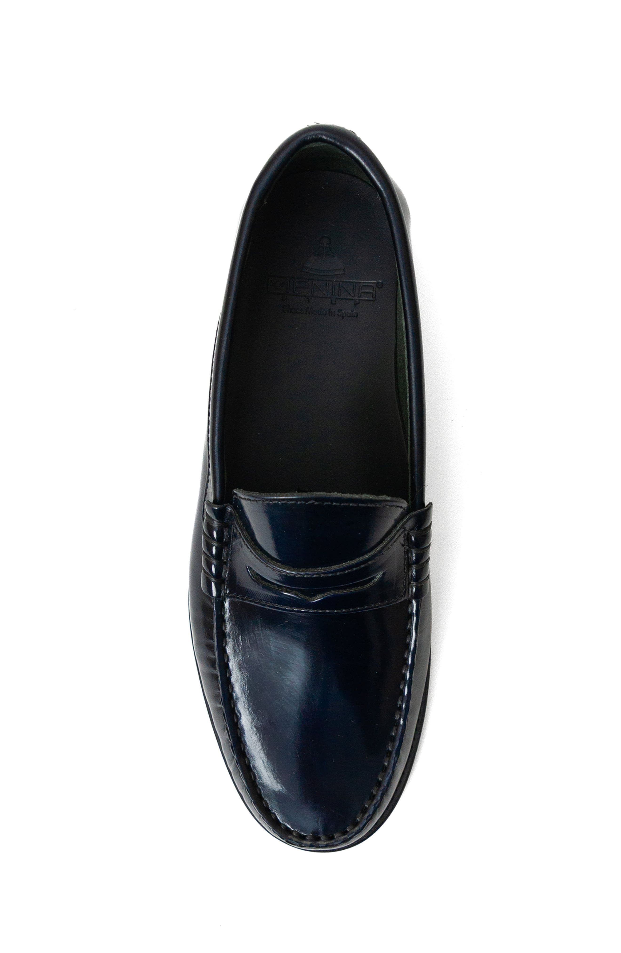 Menina Step Mila Leather Penny Loafer, Alternate, color, Navy