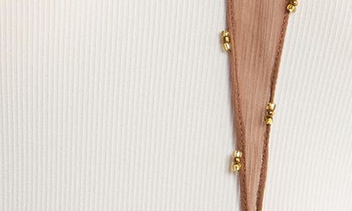 Bcbg Beaded Skinny Scarf In Brown