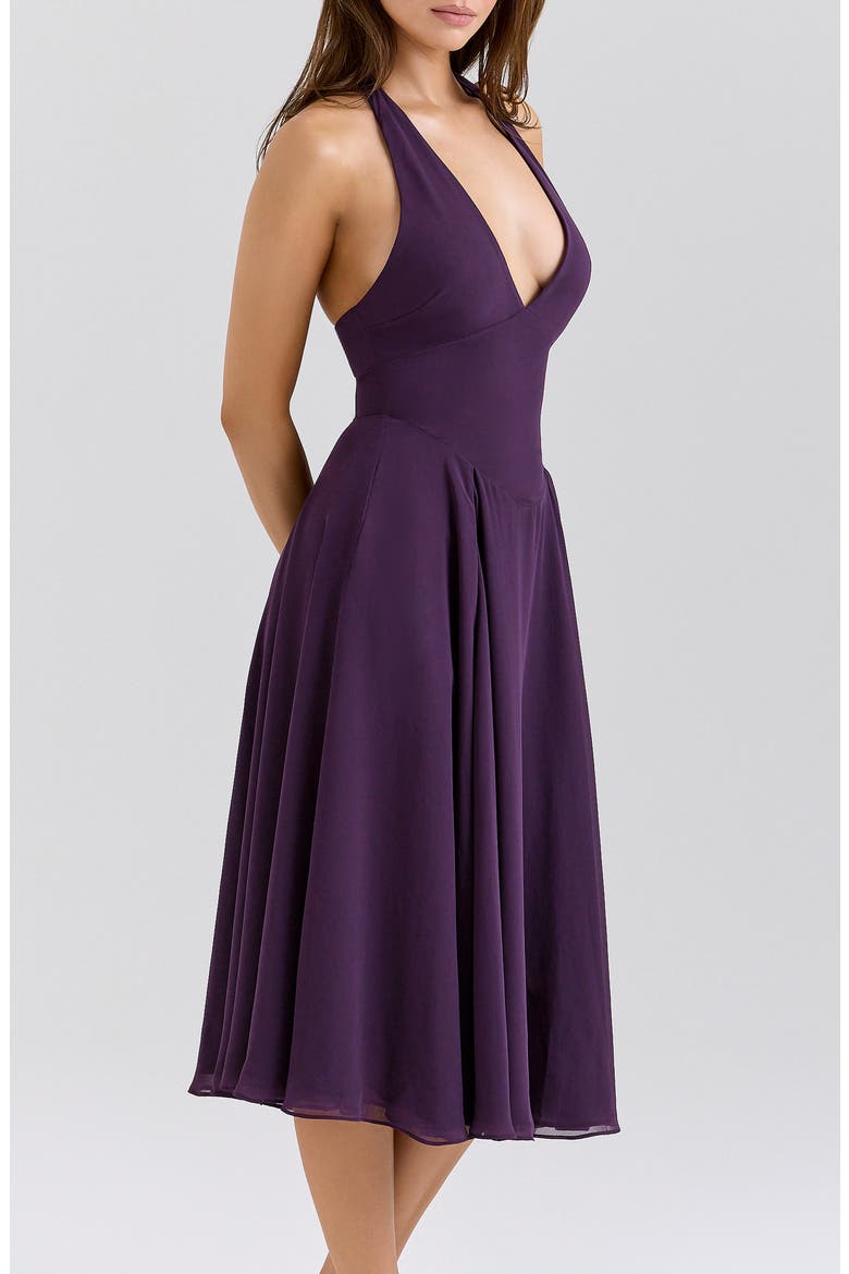 Solada Georgette Halter Dress, Alternate, color, GRAPE