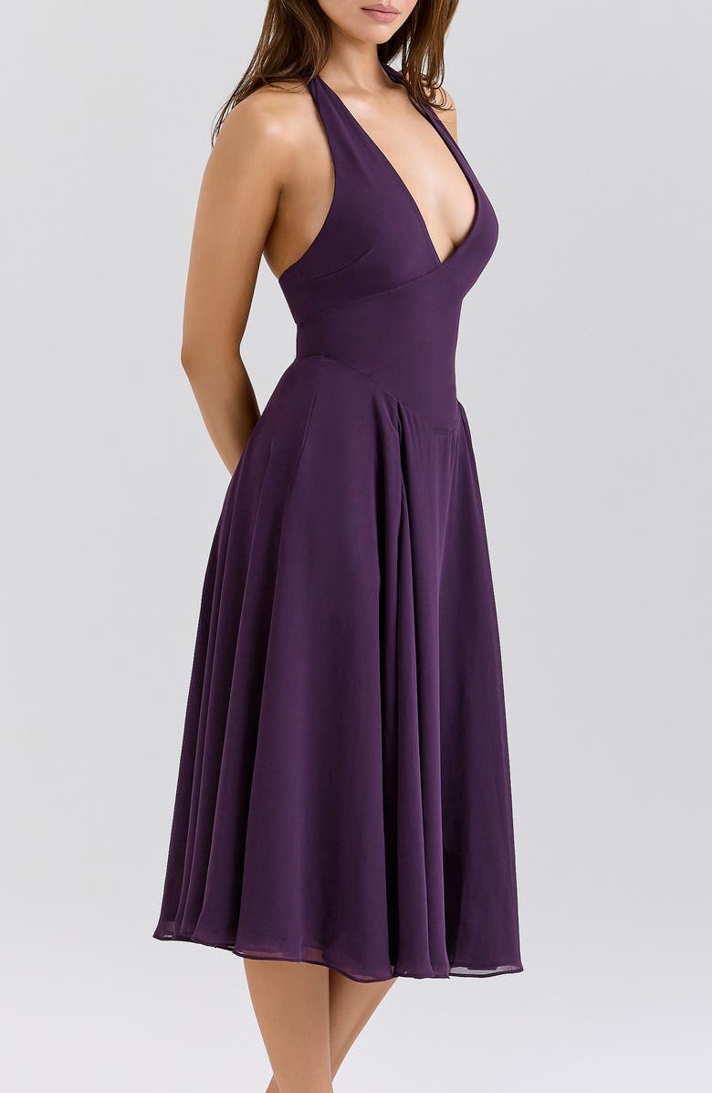HOUSE OF CB Solada Georgette Halter Dress, Alternate, color, Grape