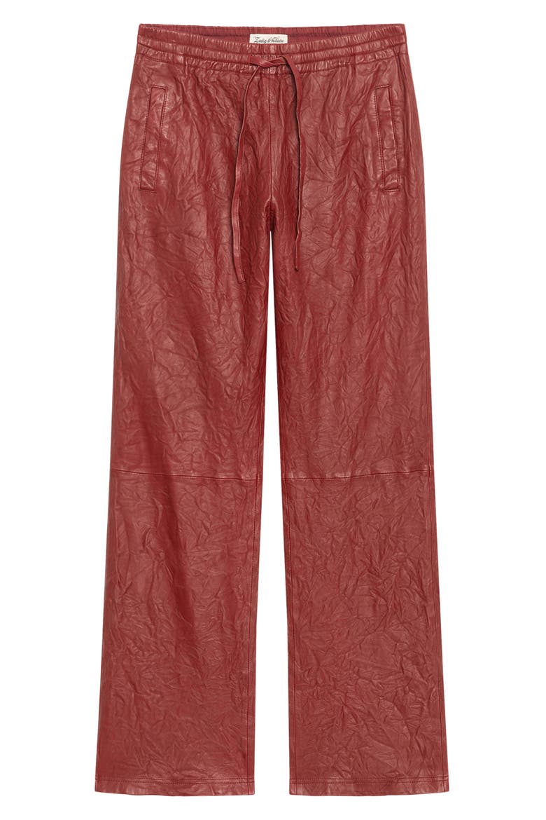 Pocha Crushed Leather Pants, Alternate, color, CHERRY