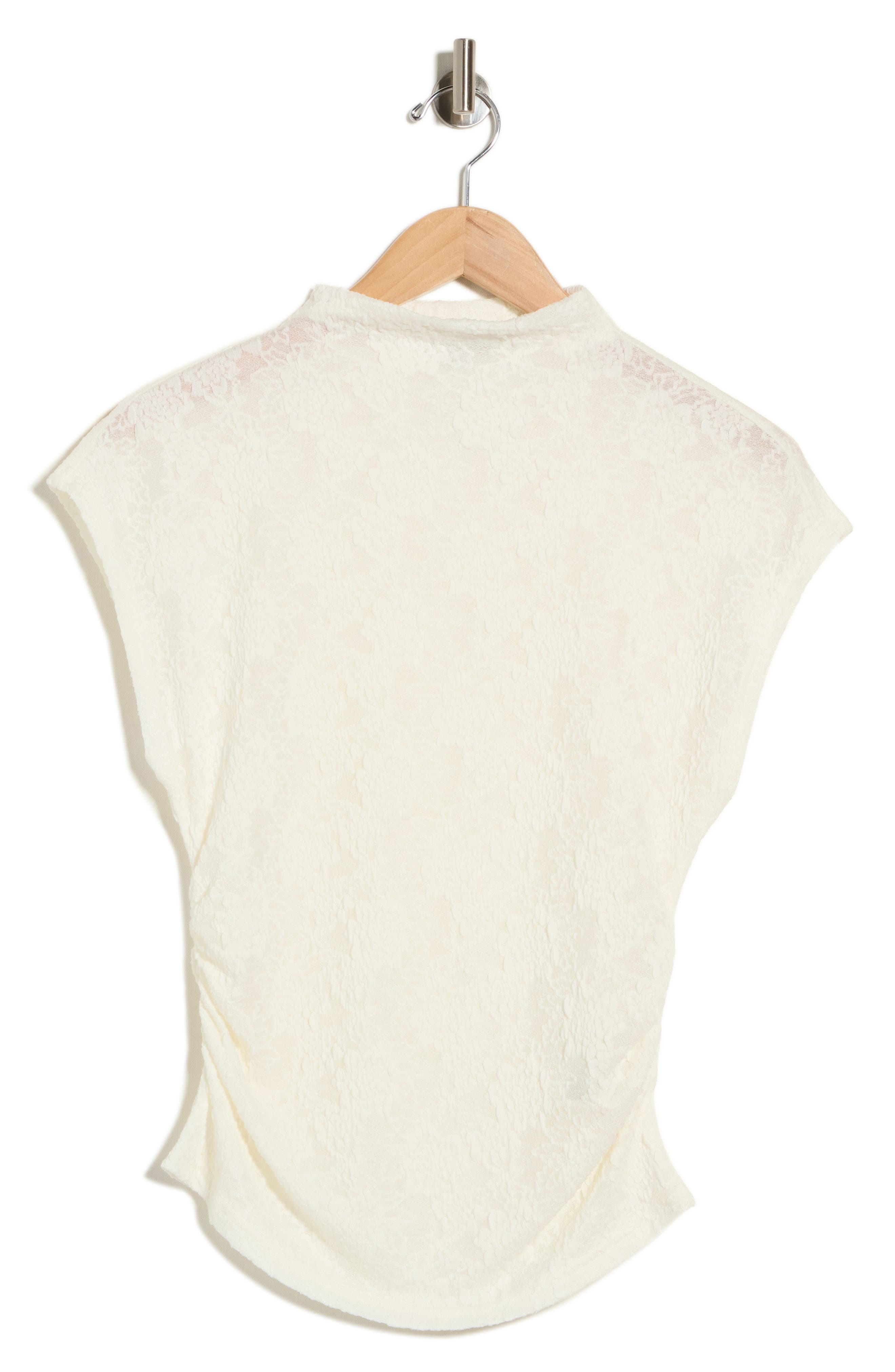 Cap Sleeve Dolman Mock Neck Lace Top