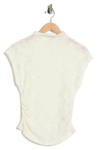 Cap Sleeve Dolman Mock Neck Lace Top