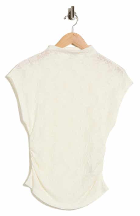 Cap Sleeve Dolman Mock Neck Lace Top