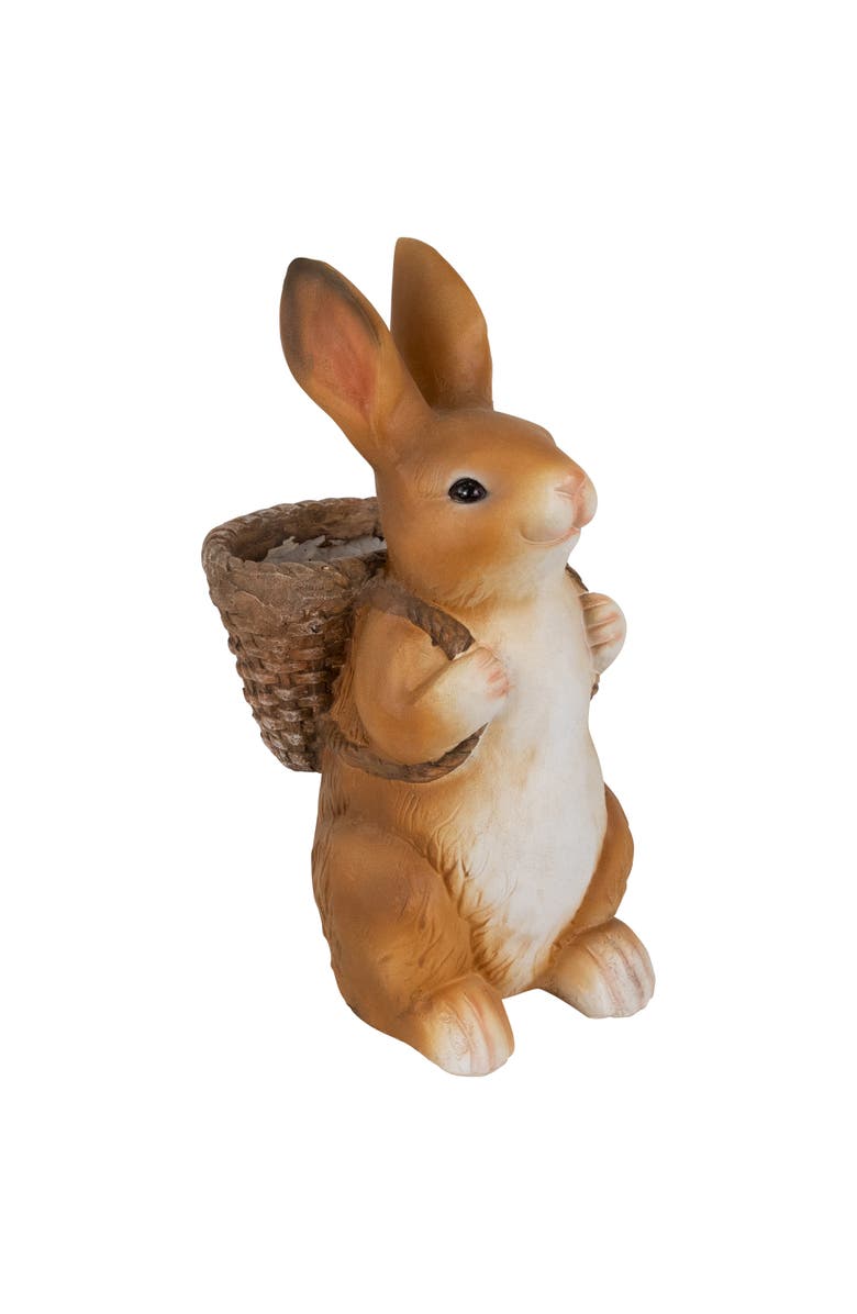 Northlight Standing Bunny Carrying a Basket Outdoor Garden Statue - 16.75", Alternate, color, Brown