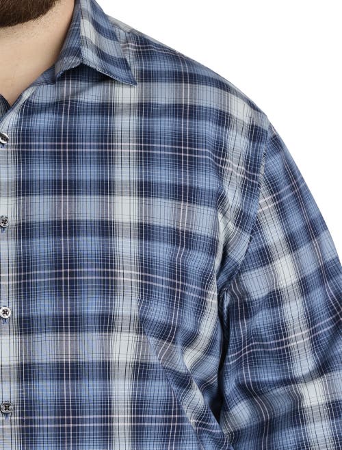 Synrgy By Dxl Big & Tall Plaid Sport Shirt In Blue