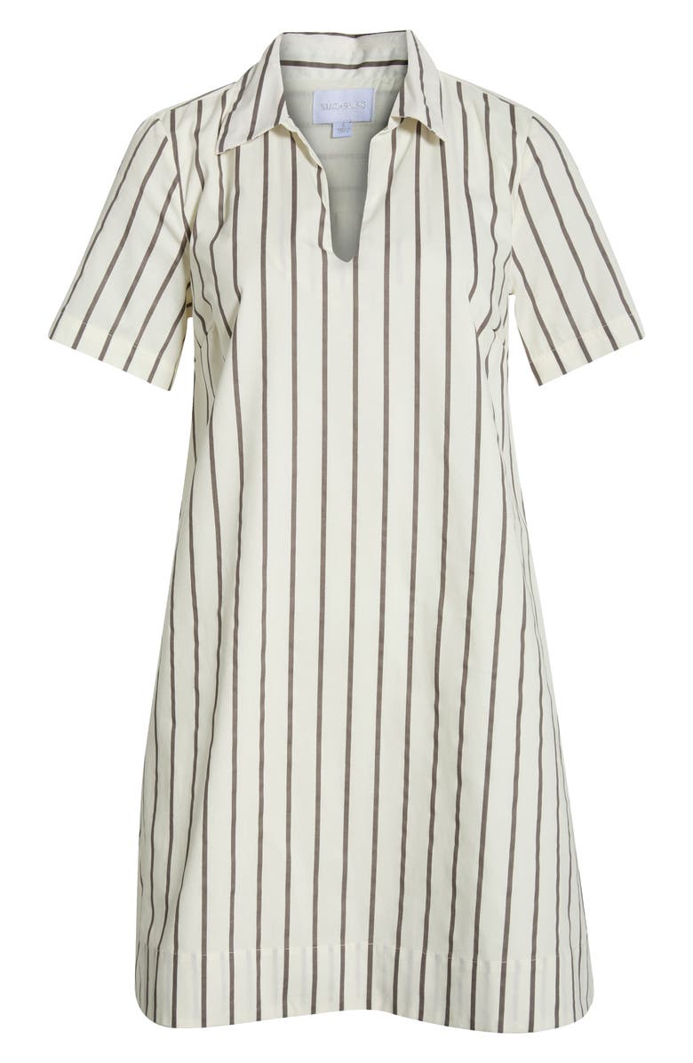 SUGARLIPS Kamara Stripe Cotton Shirtdress, Main, color, Marshmallow