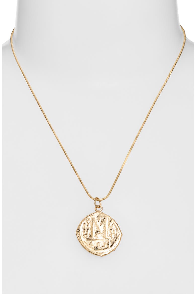 Cortez Coin Pendant Necklace, Alternate, color, GOLD