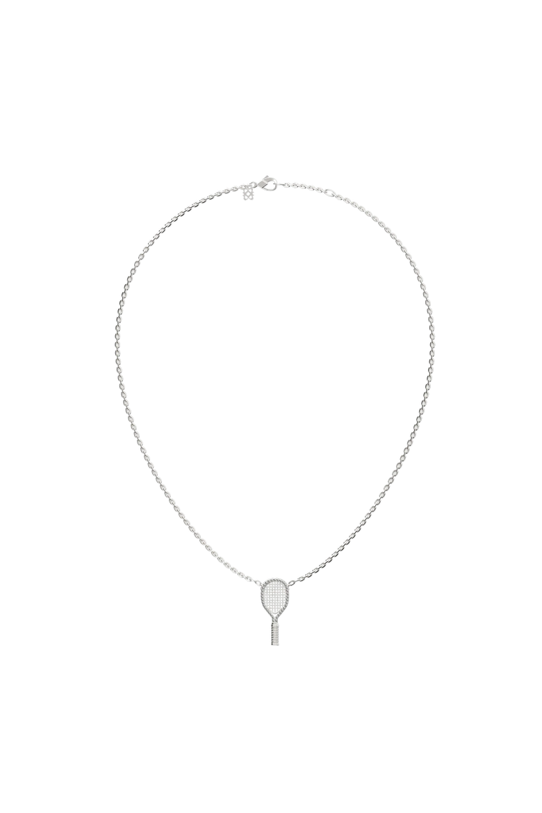 The Tennis Necklace, White Diamond Halo, Alternate, color, Silver / White Diamond