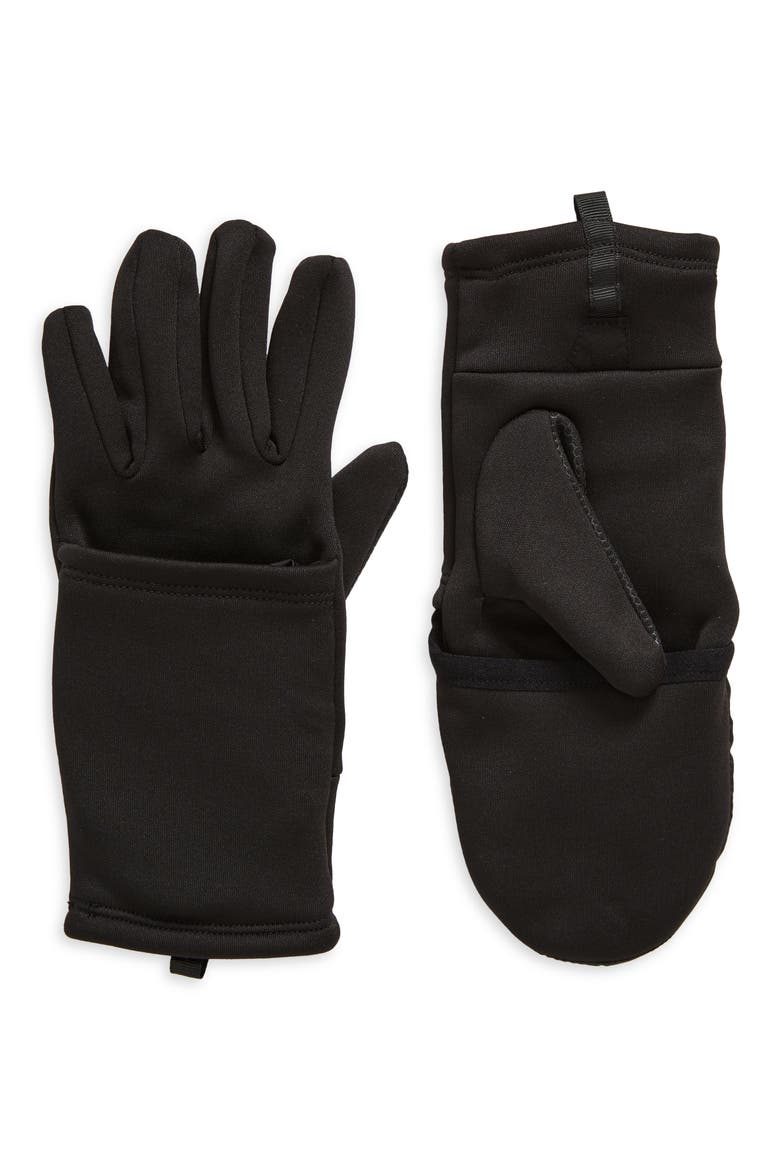 Convertible Running Gloves, Main, color, BLACK