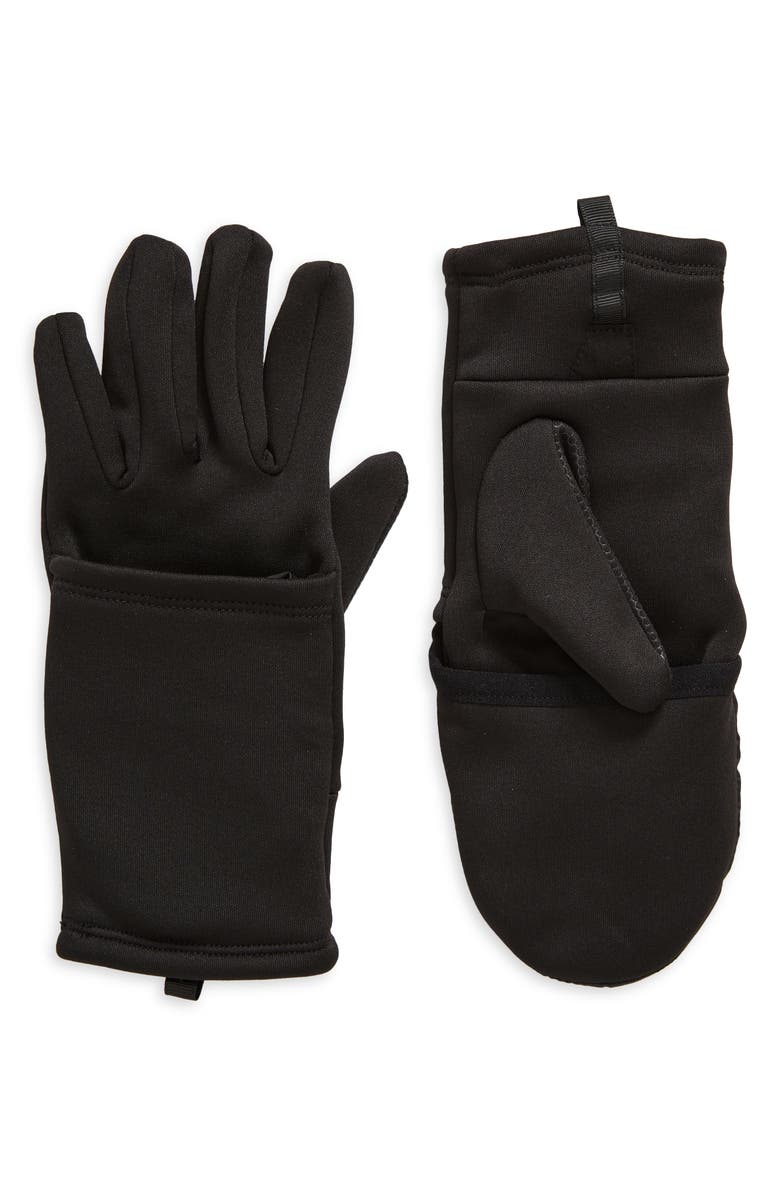 Zella Convertible Running Gloves, Main, color, Black
