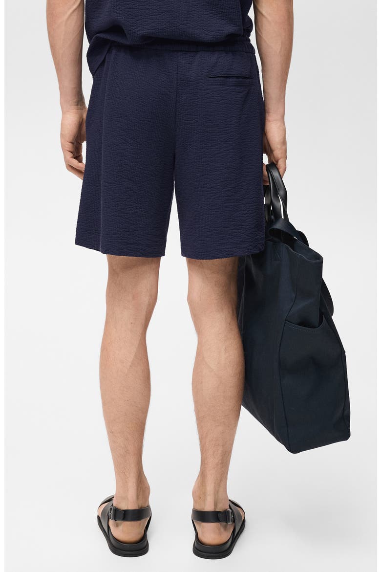 Drawstring Seersucker Shorts, Alternate, color, DARK NAVY