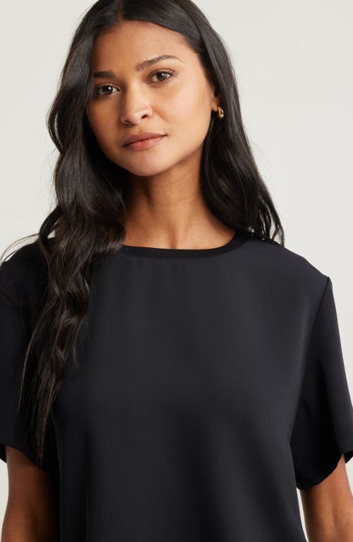 Open Edit Matte Satin Tee In Black