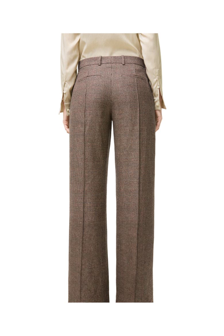 Check Wool Linen Blend Tailored Trousers, Alternate, color, Soap beige/brown
