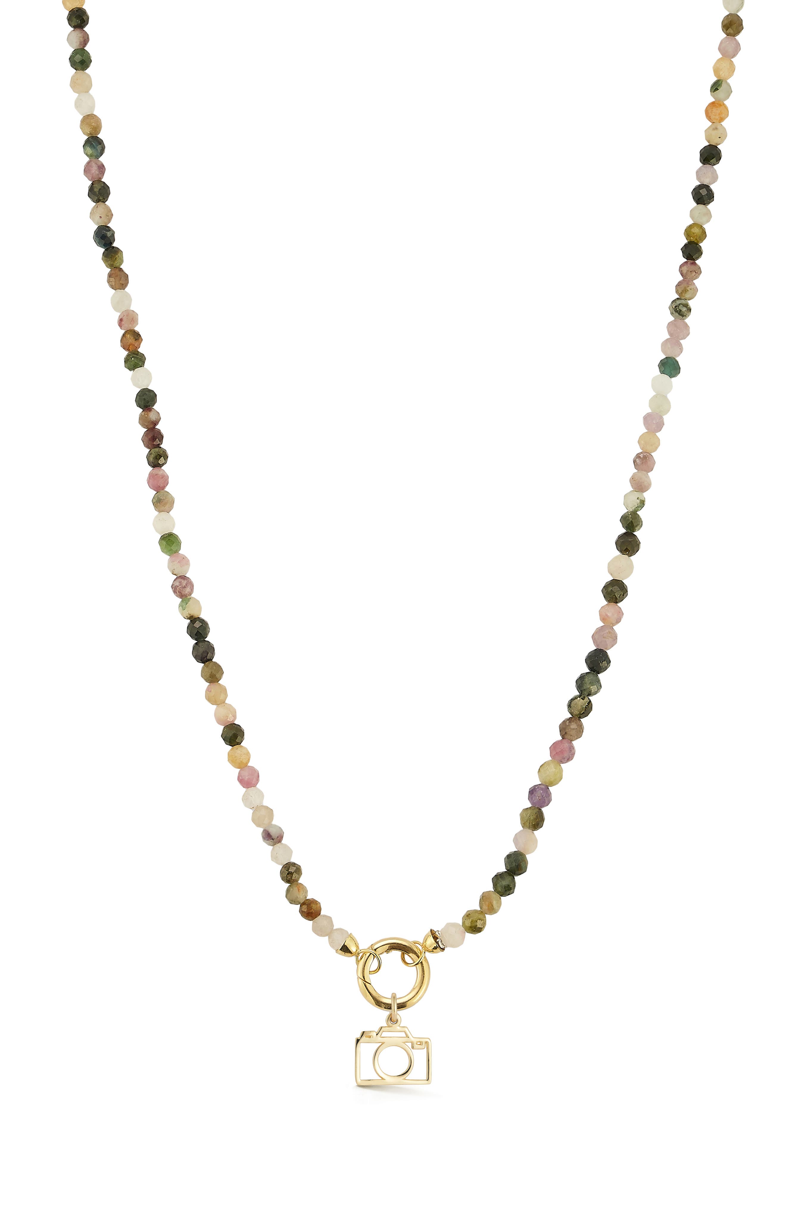 Ember Fine Jewelry 14K Yellow Gold Camera Charm Beaded Necklace