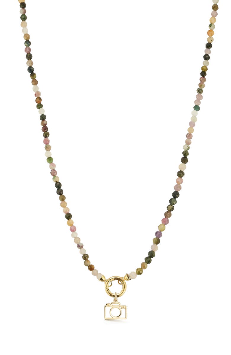 Ember Fine Jewelry 14K Yellow Gold Camera Charm Beaded Necklace, Main, color, Gold