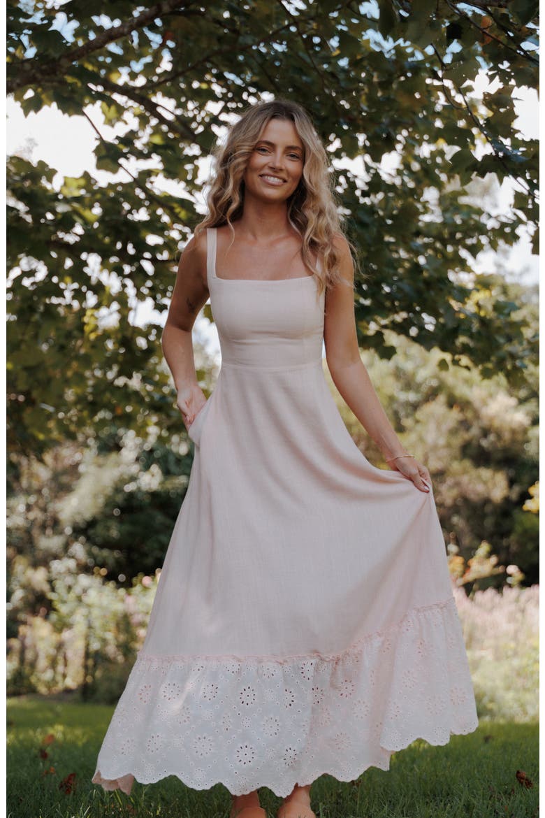 Jenner Eyelet Sleeveless Maxi Dress, Alternate, color, PETAL PINK