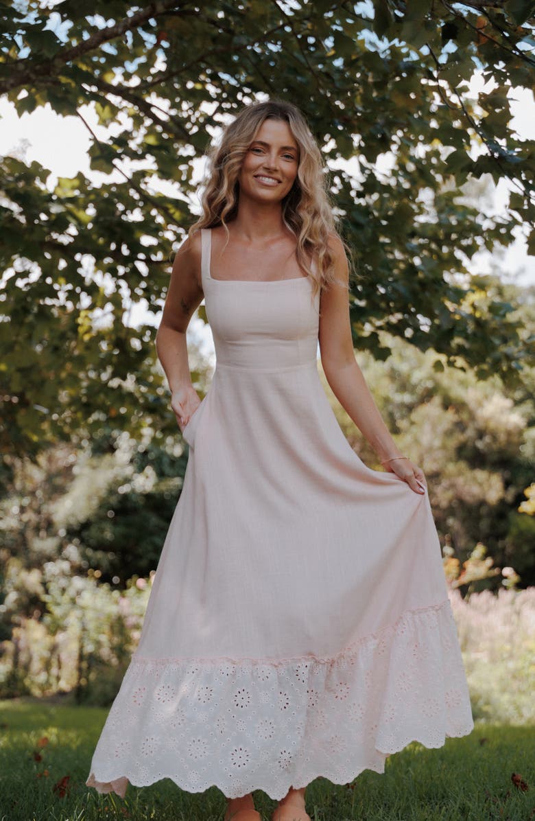 Petal & Pup Jenner Eyelet Sleeveless Maxi Dress, Alternate, color, Petal Pink