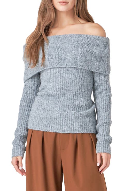 Off the Shoulder Rib Sweater
