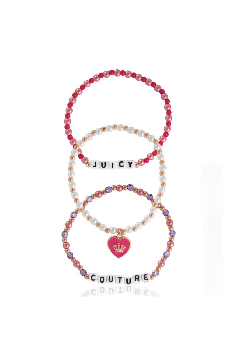 "Juicy" Heart Charm 3-Piece Beaded Bracelets, Alternate, color, Multicolor