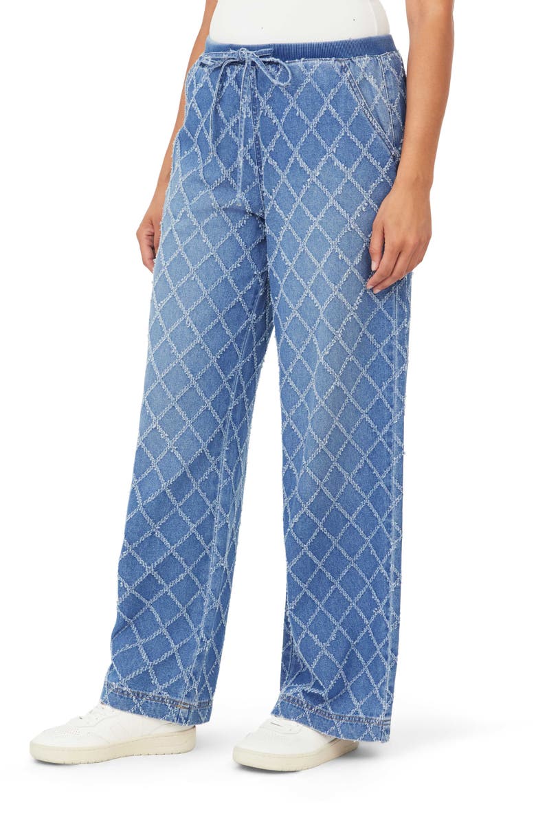Kensie Rib Cotton Jacquard Wide Leg Trouser, Alternate, color, Paxton