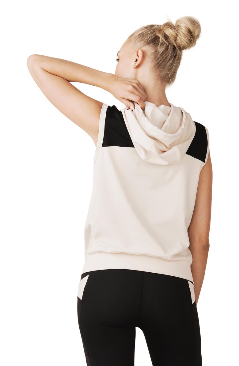Losano Sleeveless Warm Up Hoodie, Alternate, color, Black / Dune
