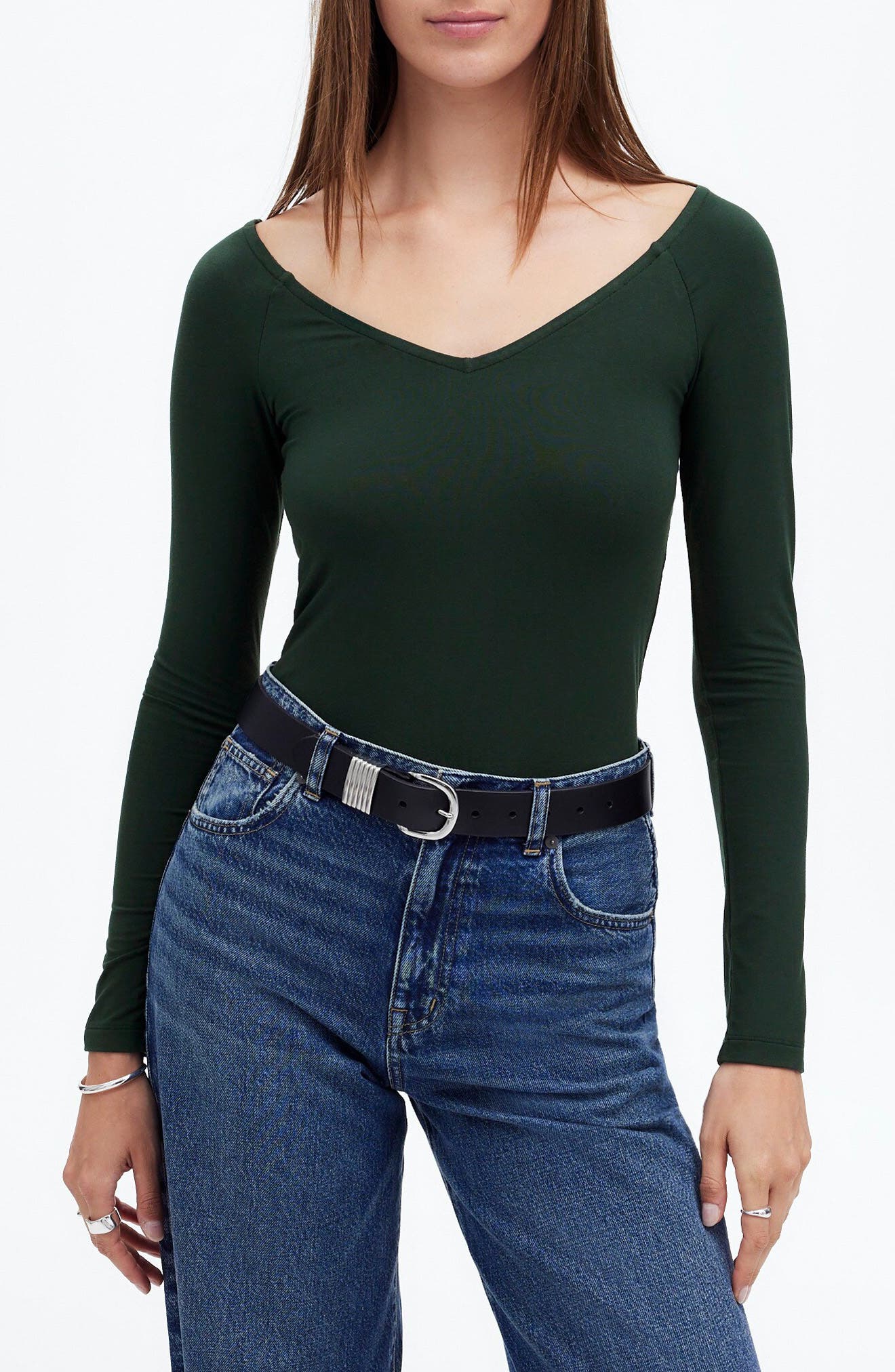Madewell V-Neck Long Sleeve Jersey Top