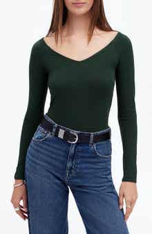 Madewell V-Neck Long Sleeve Jersey Top