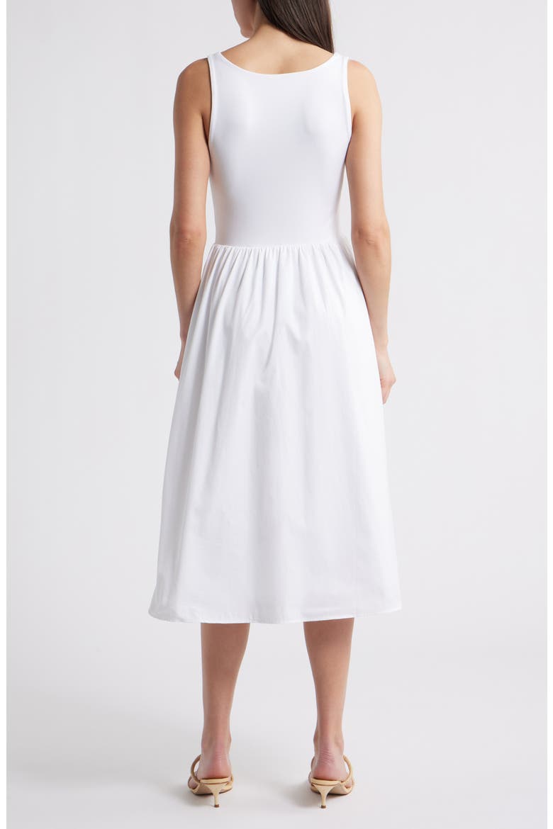 SPANXsmooth™ Jersey Mixed Media Midi Dress, Alternate, color, CLASSIC WHITE
