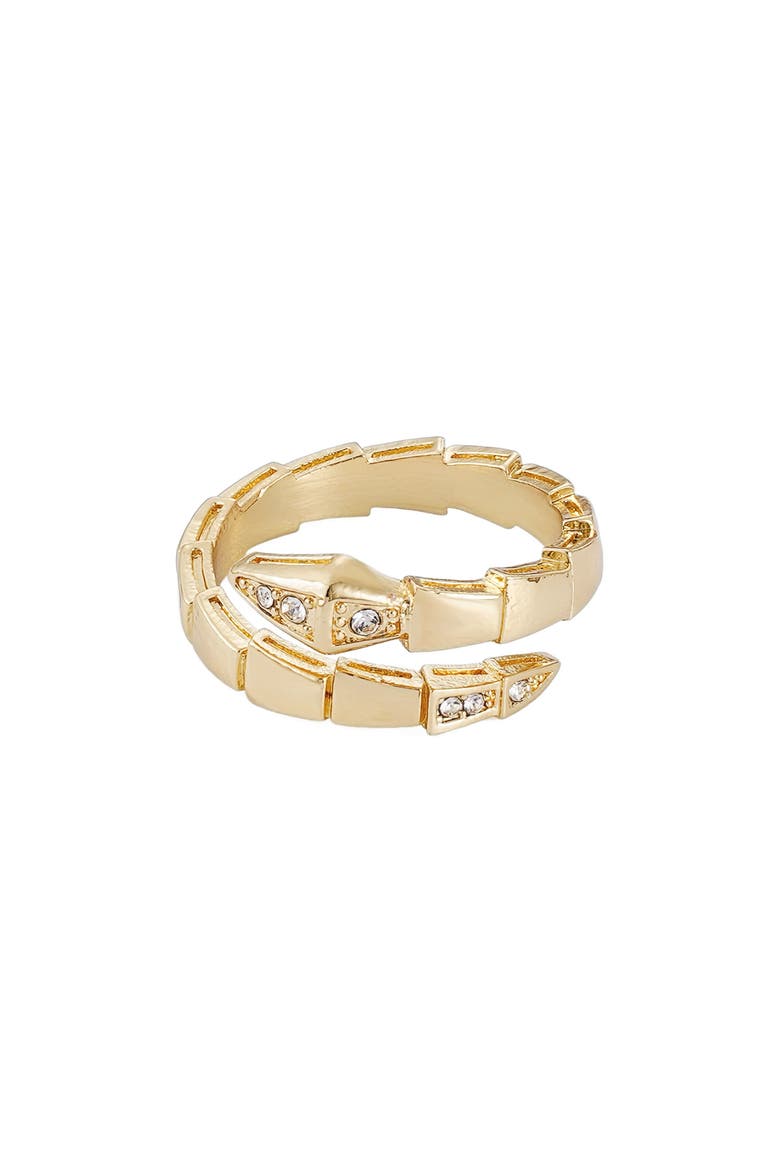CZ Snake Bypass Ring, Main, color, GOLD