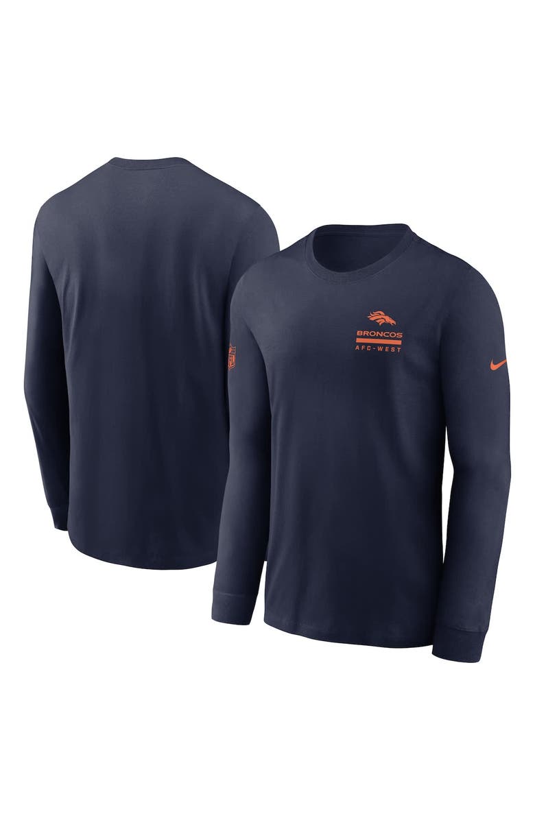 Nike Men's Nike Navy Denver Broncos Sideline Performance Long Sleeve T-Shirt, Alternate, color, Navy