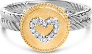 Haus of Brilliance 18K Yellow Gold Plated Silver Diamond Heart Ring with Satin Finish