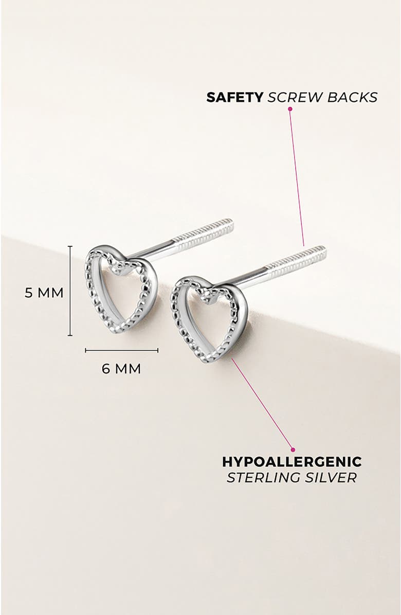 In Season Jewelry Tiny Open Textured Heart Earrings, Alternate, color, Silver