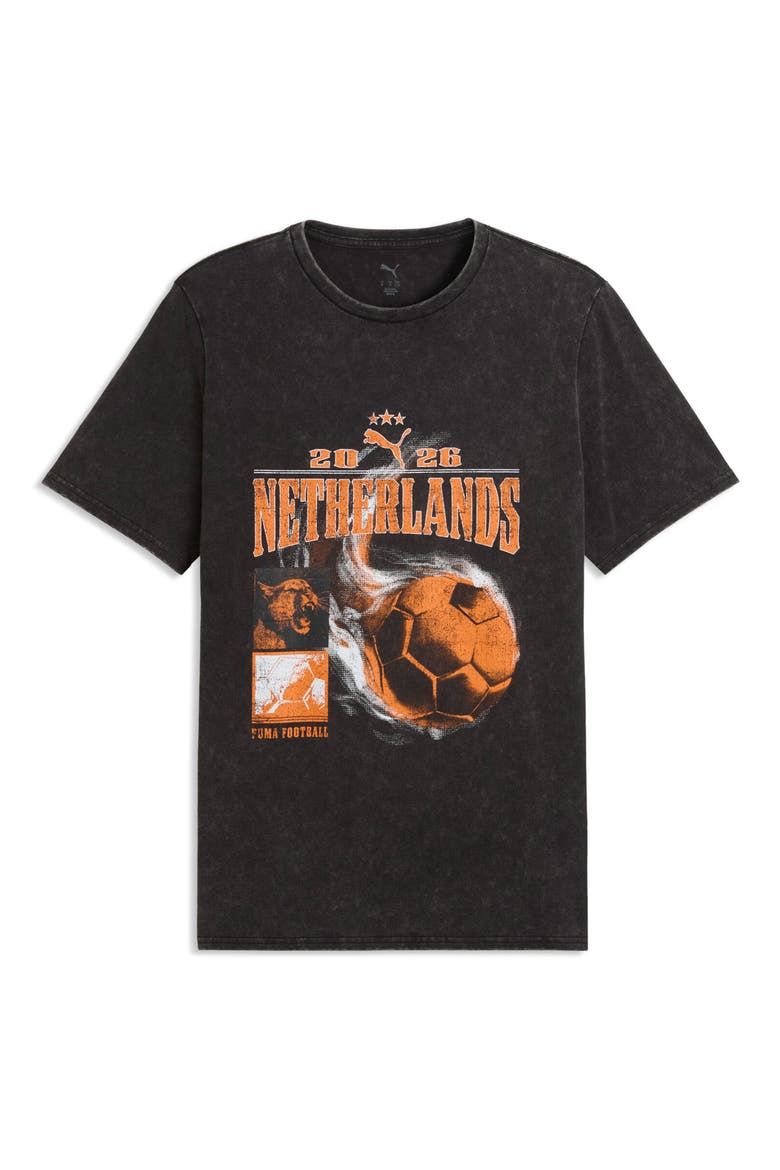 Fanpack '90s Netherlands Cotton Graphic T-Shirt, Alternate, color, PUMA BLACK/ RICKIE ORANGE