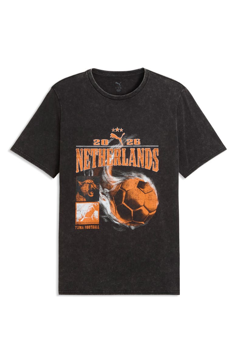 PUMA Fanpack '90s Netherlands Cotton Graphic T-Shirt, Alternate, color, Puma Black/ Rickie Orange