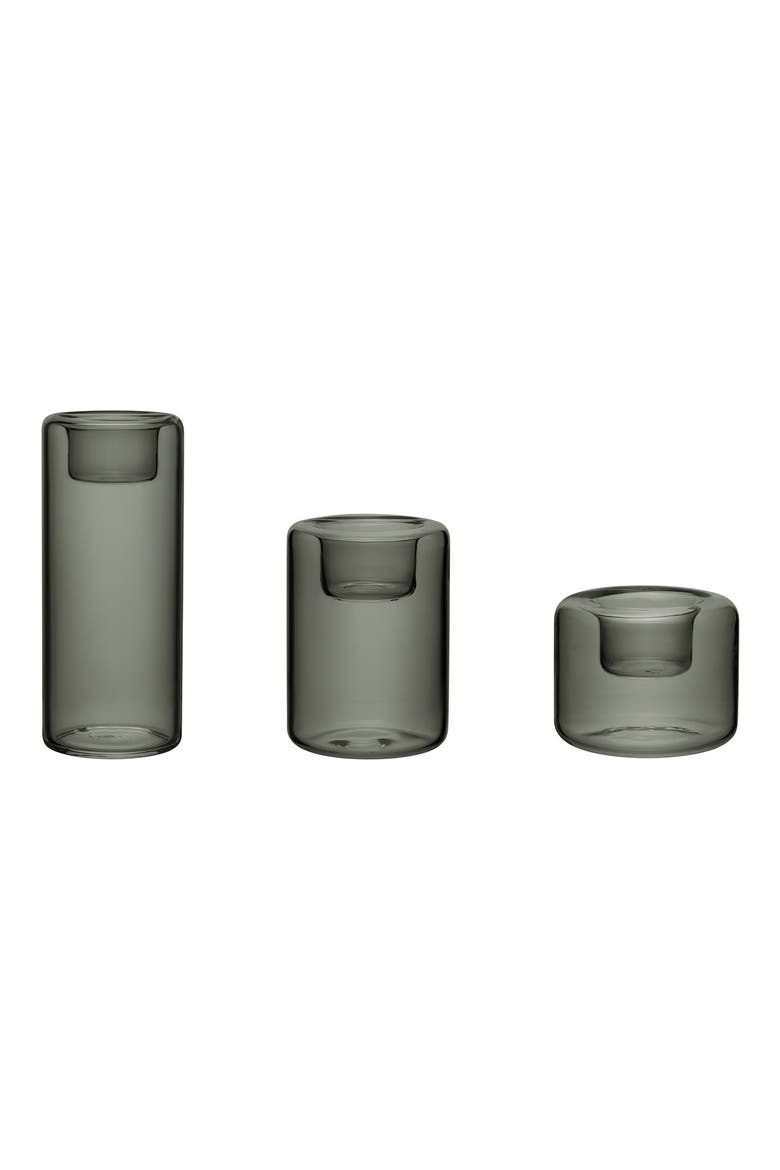 Happy Set of 3 Glass Votive Holders, Main, color, GRAY