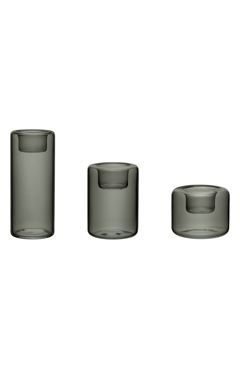 Kosta Boda Happy Set of 3 Glass Votive Holders, Main, color, Gray