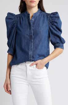 FRAME Gillian Puff Sleeve Denim Shirt