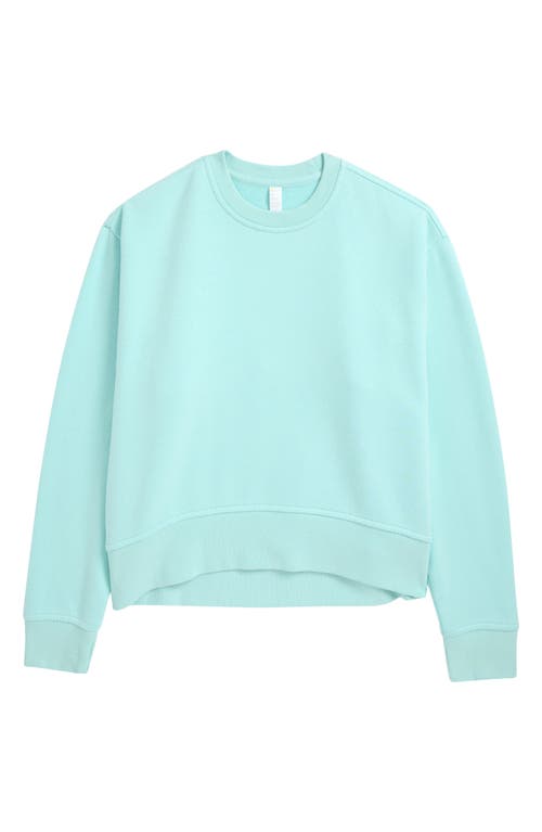 Shop Zella Girl Kids' Cloud Crewneck Sweatshirt In Teal Tint